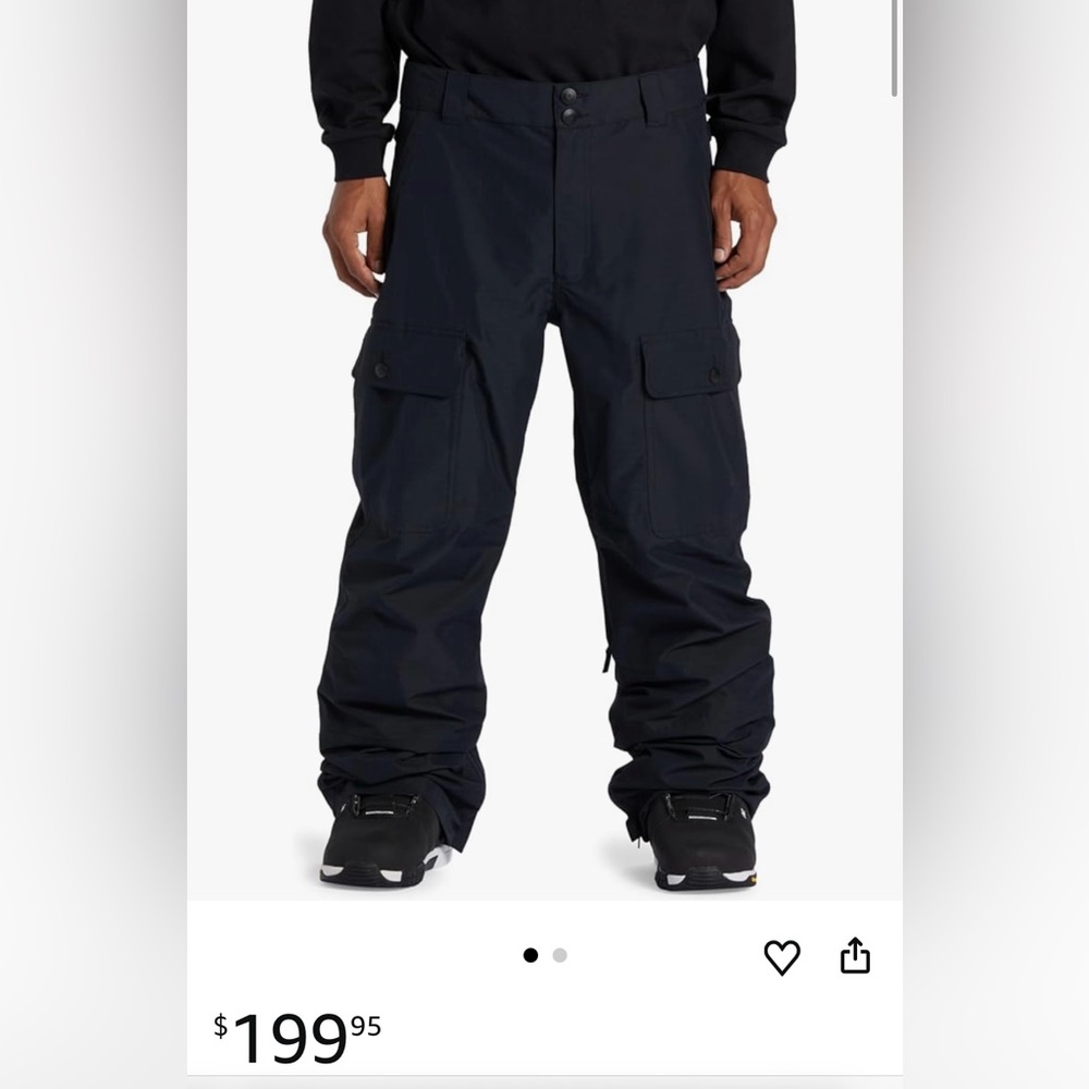 DC Snowboarding Code Pants Large Mens 15K Black Snowpants Excellent